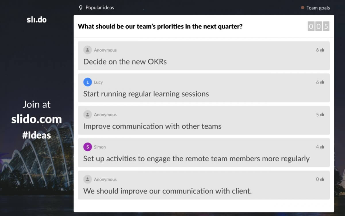 What should be our team priorities in the next quarter?