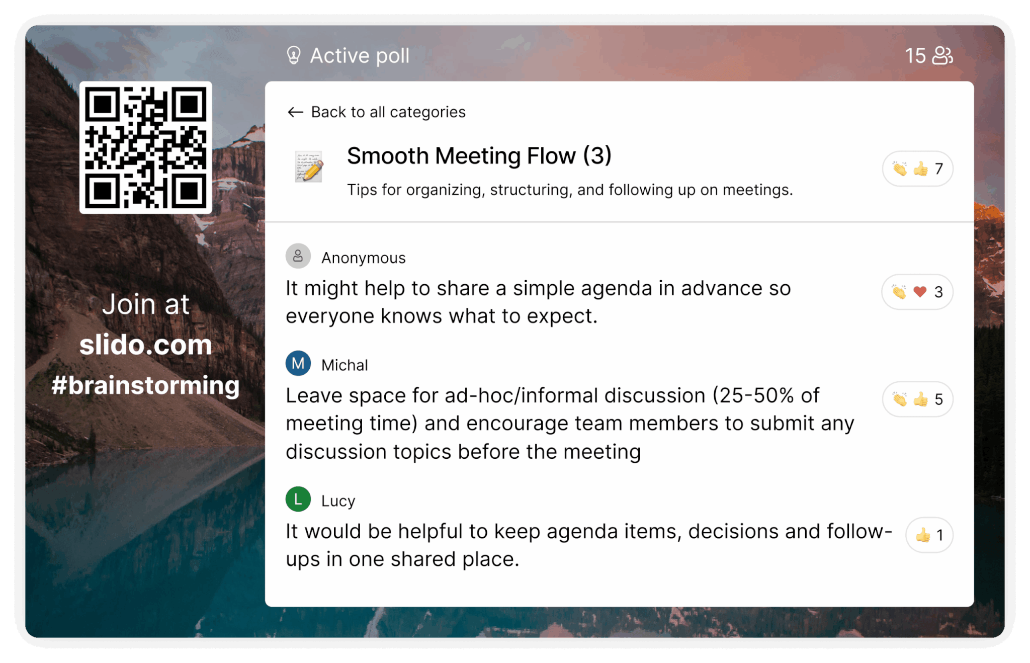 Slido Ideas feature in Present mode