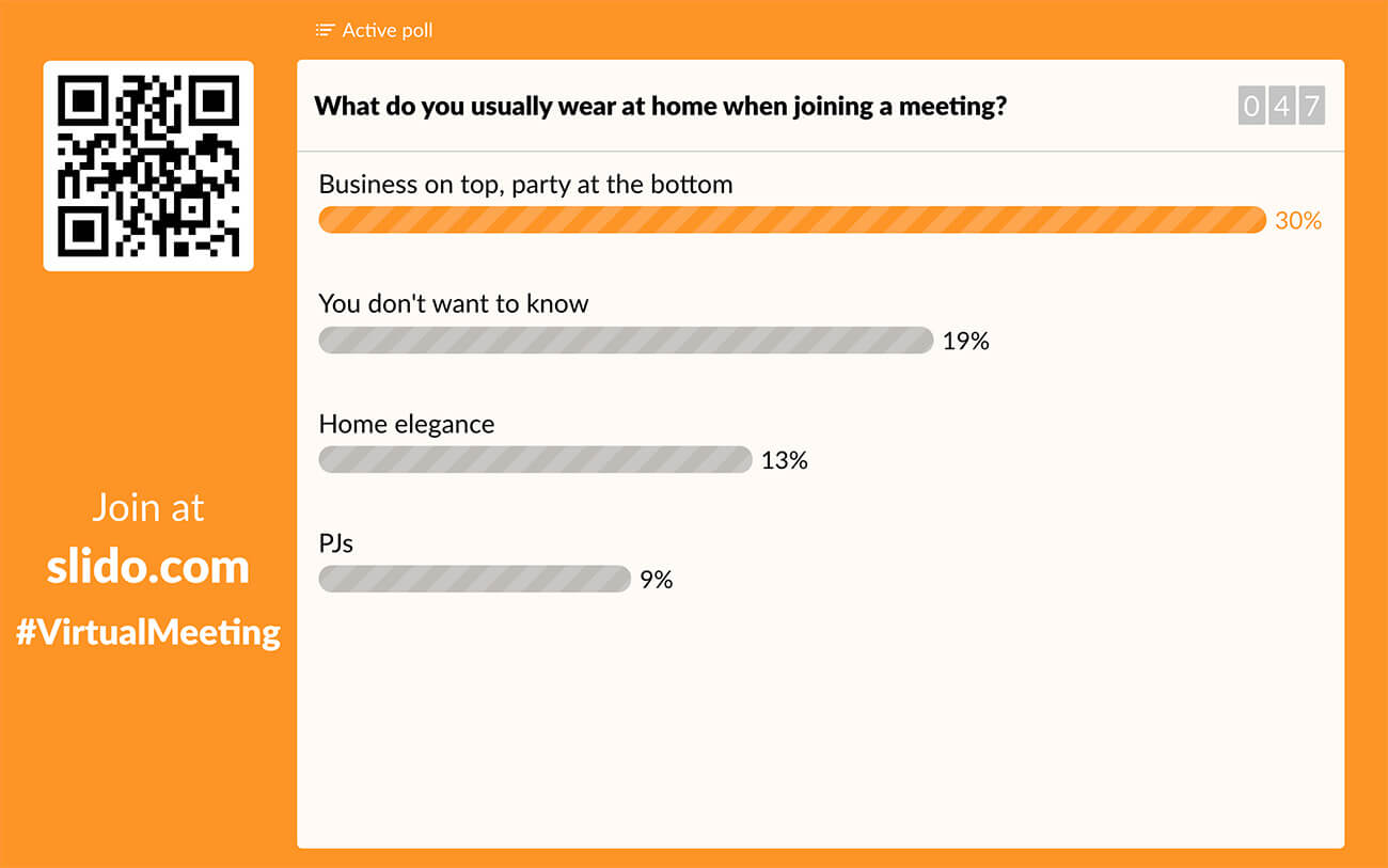 Slido virtual meeting icebreaker poll