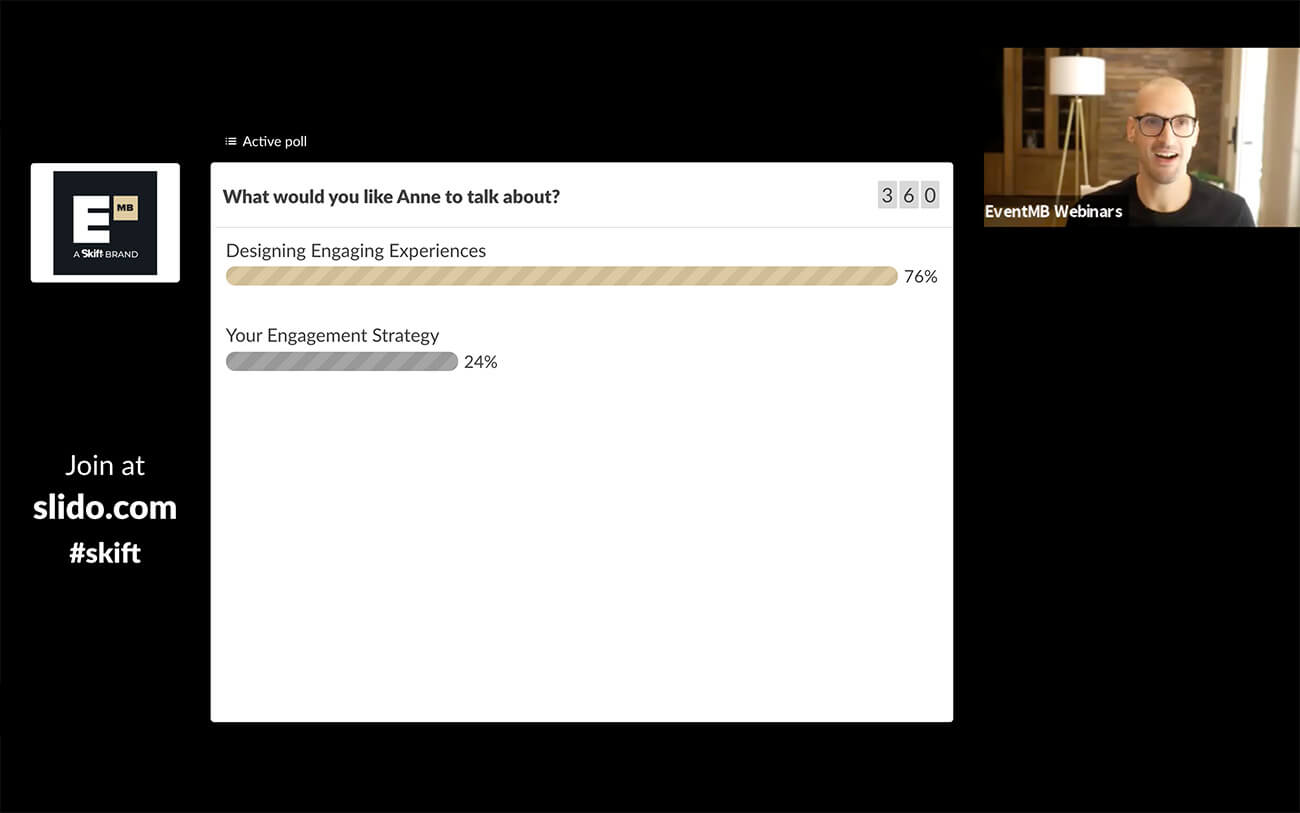 Slido live poll used at ENGAGE event during you decide sessions