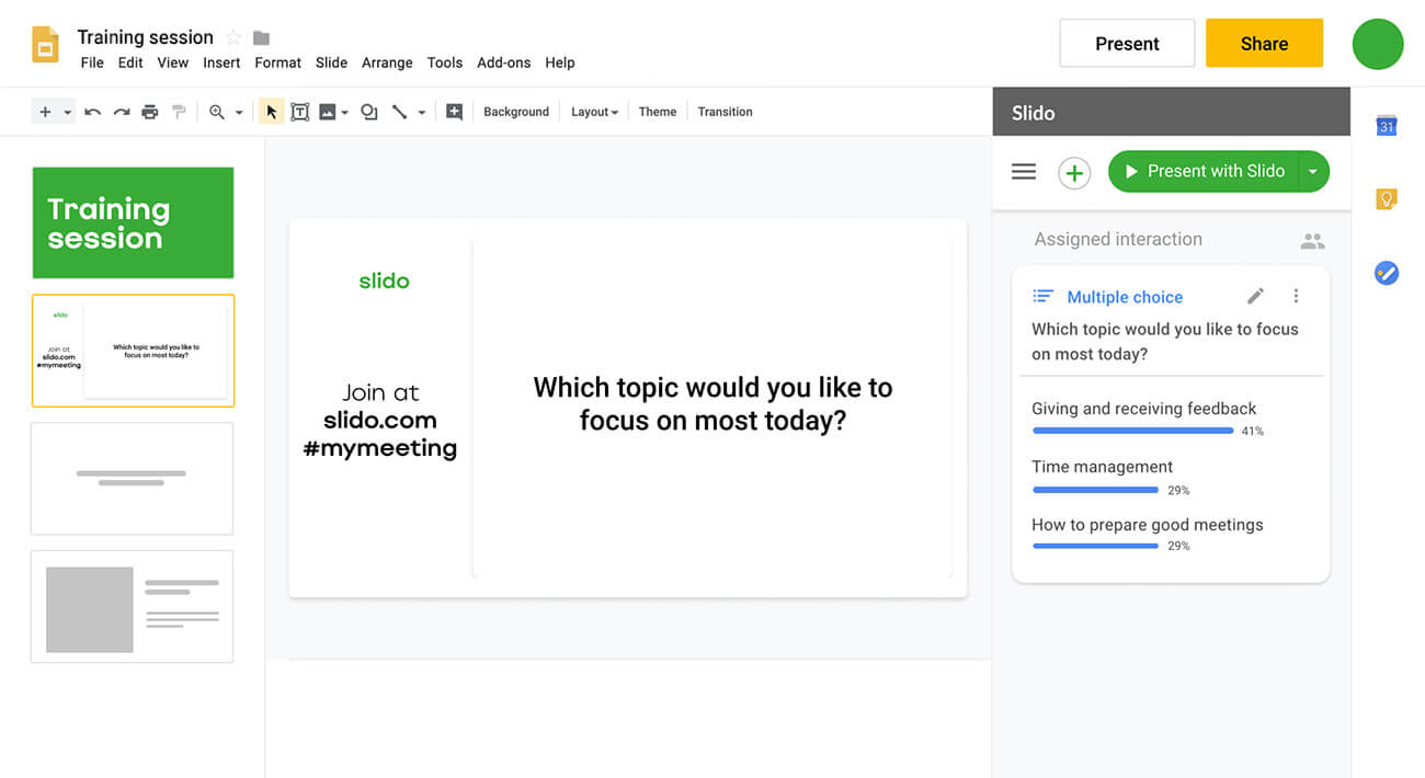 slido and google slides integration