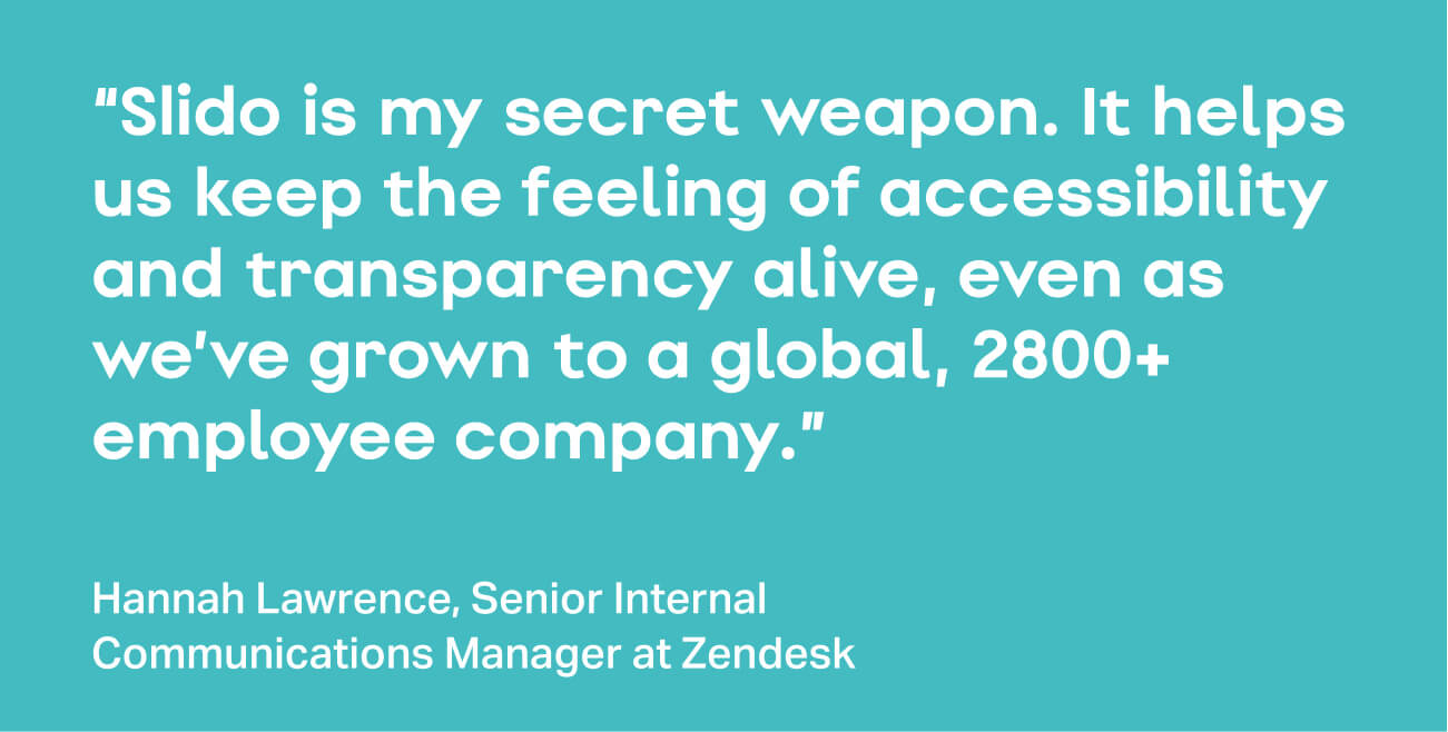 Slido quote from Zendesk