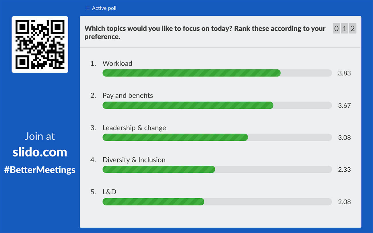 slido ranking poll topics for discussion