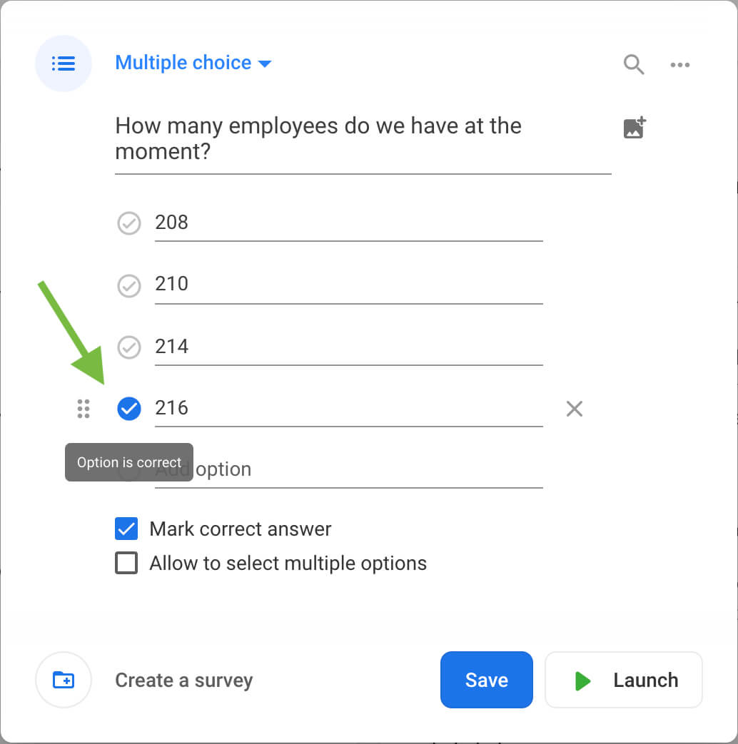 a screenshot of a Slido multiple choice poll with one option marked as correct