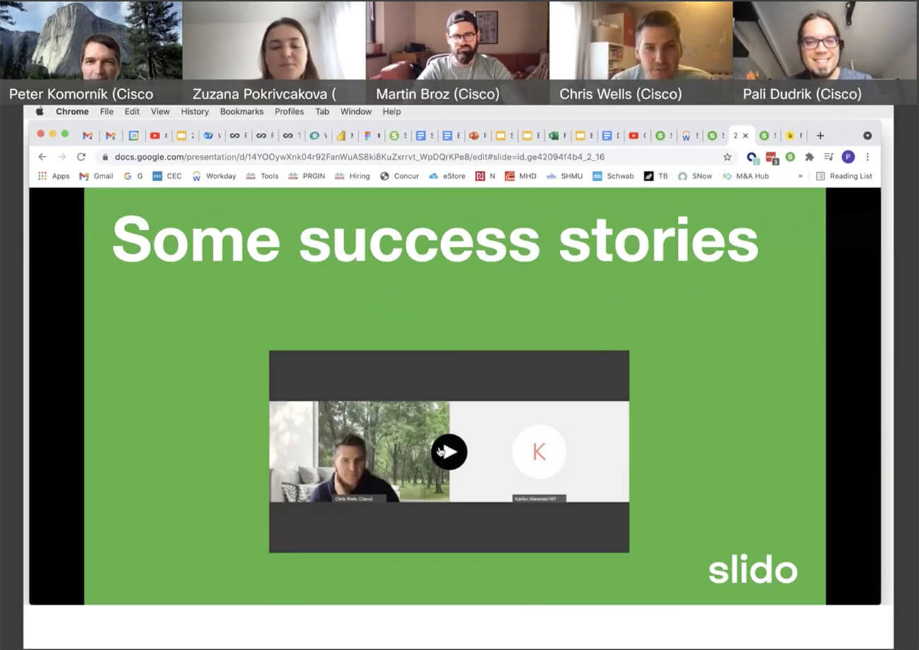 a snapshot from Slido's all hands meetings during a special session depicting our customer success manager sharing a customer story
