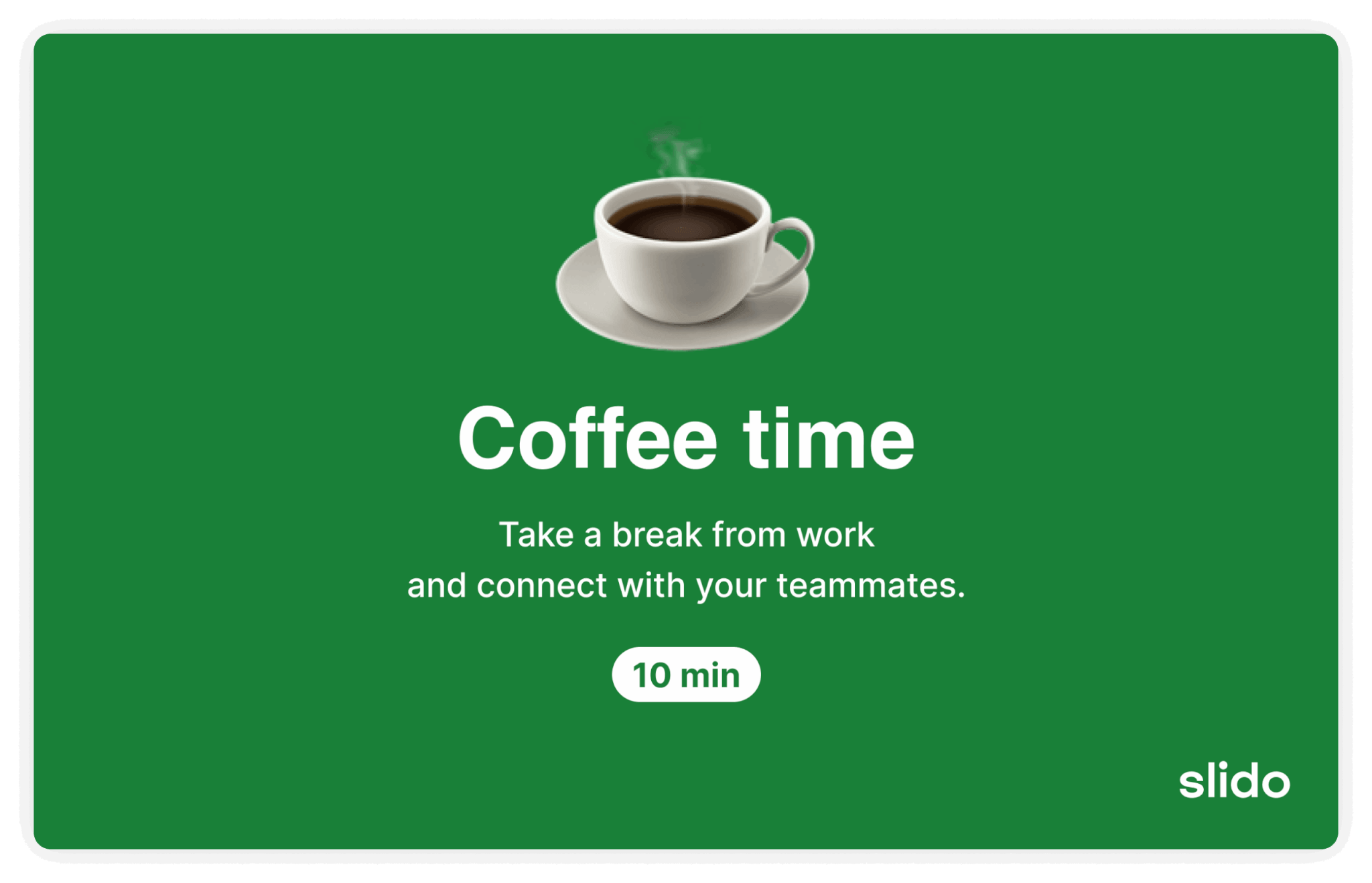 Coffee break slide for virtual icebreaker