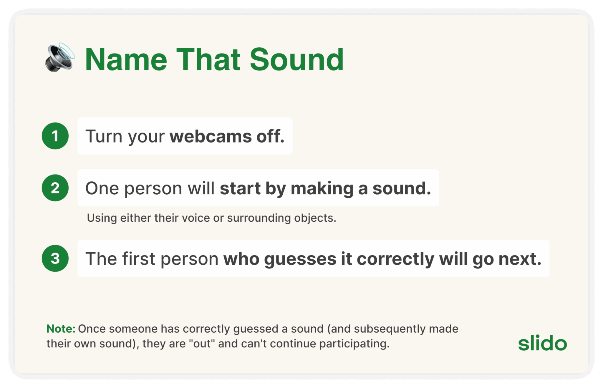 Name that sound game slide for virtual icebreaker