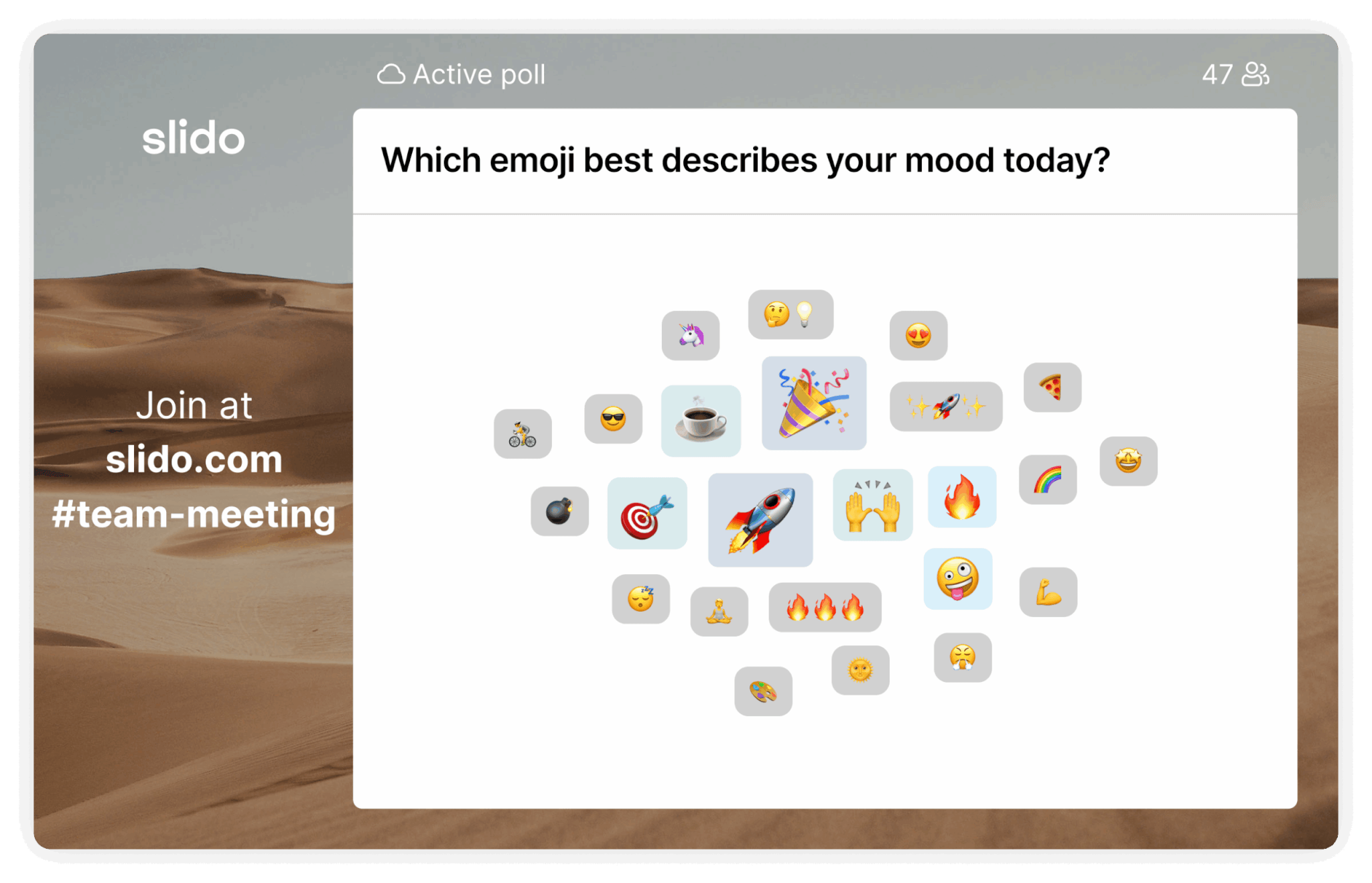 Slido emoji word cloud as a virtual icebreaker