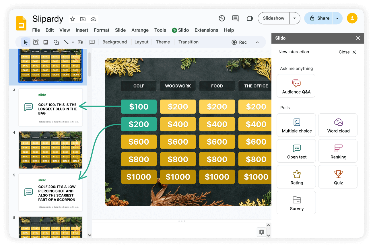 Adding open text polls in Google Slides