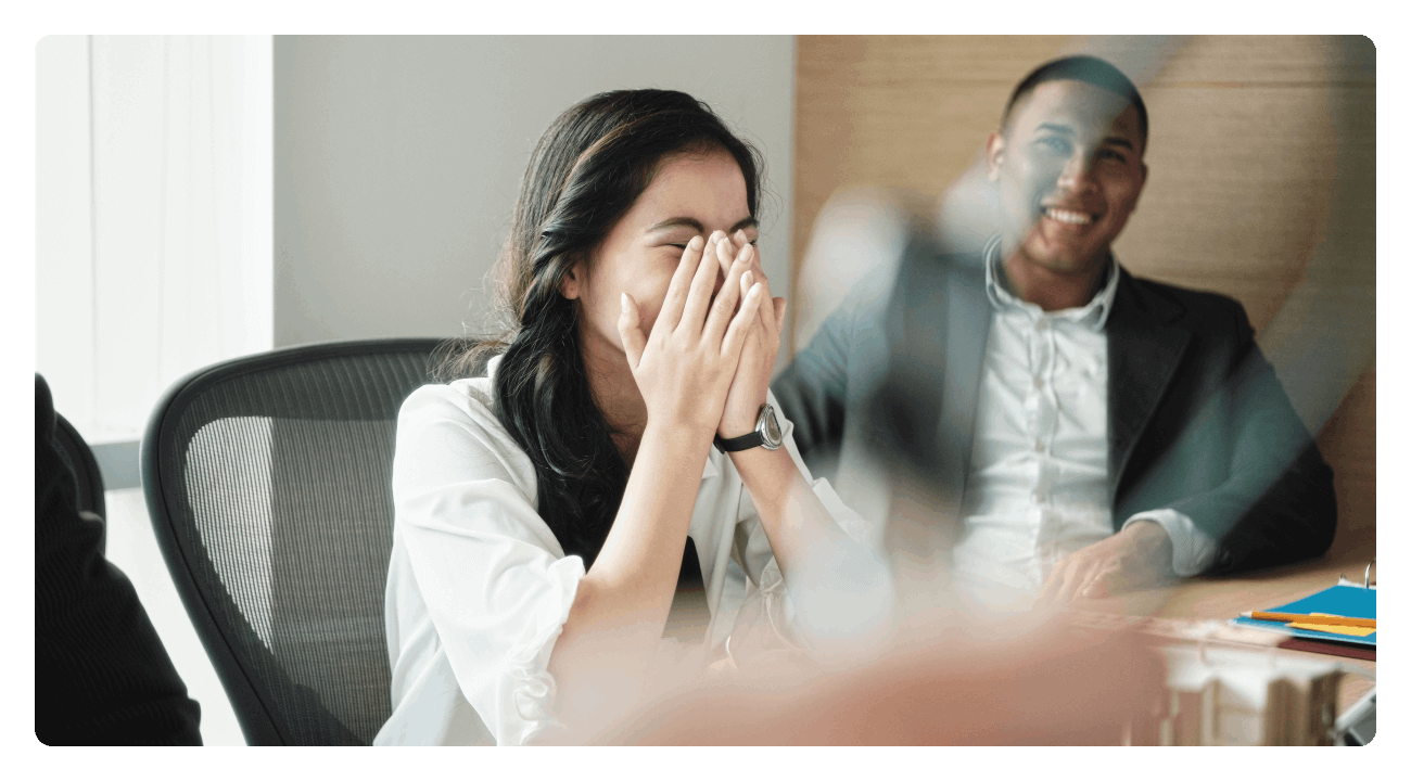 A colleague who is feeling shy and embarrassed to speak up in a meeting