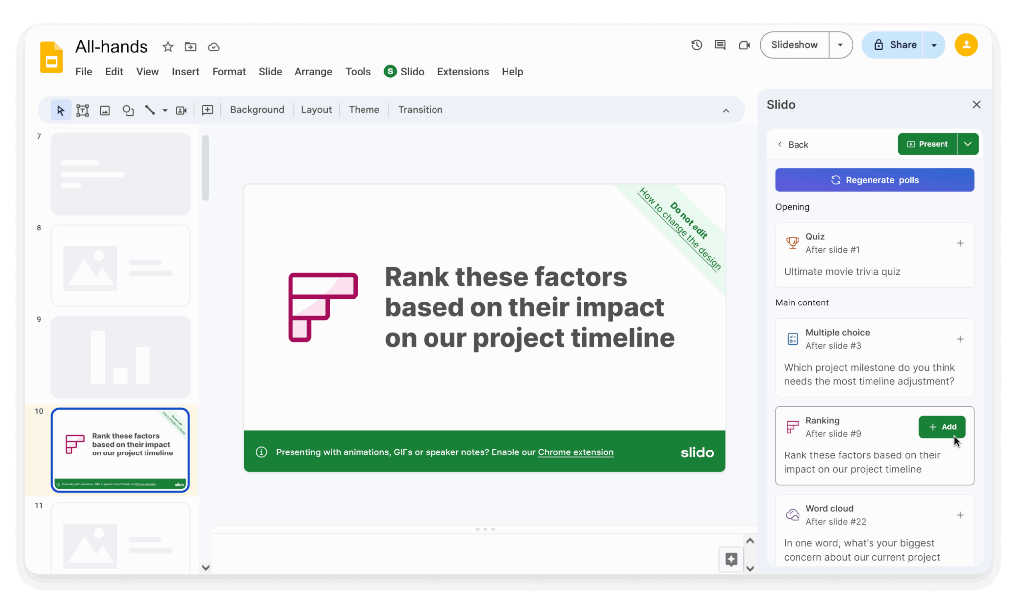 Slido AI polls from slides